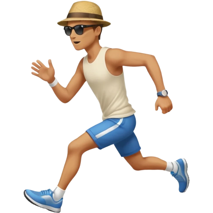 Man trying to catch up to car emoji