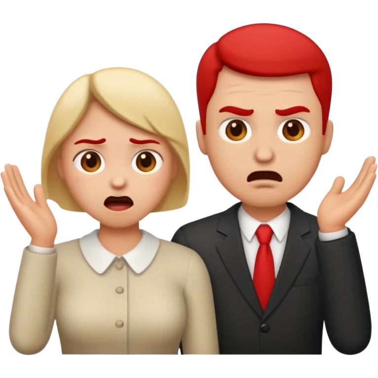 married couple arguing, emoji style, man looking frustrated emoji