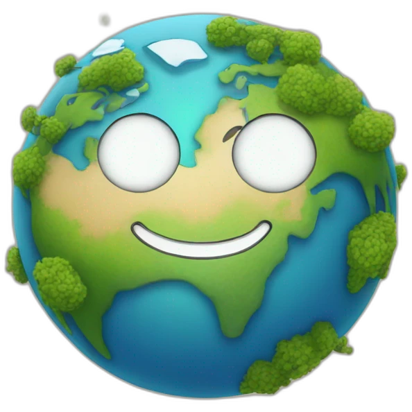 Earth with smile emoji