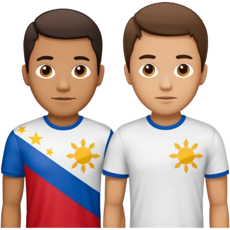 2 male Best budd wearing tshirts, one had Philipines flag, the other spanish flag emoji
