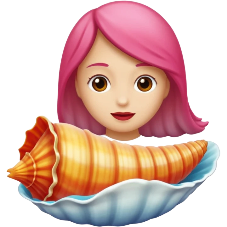 "Un emoji carino di una conchiglia di mare con una piccola rosa rossa su di essa, stile iOS". emoji