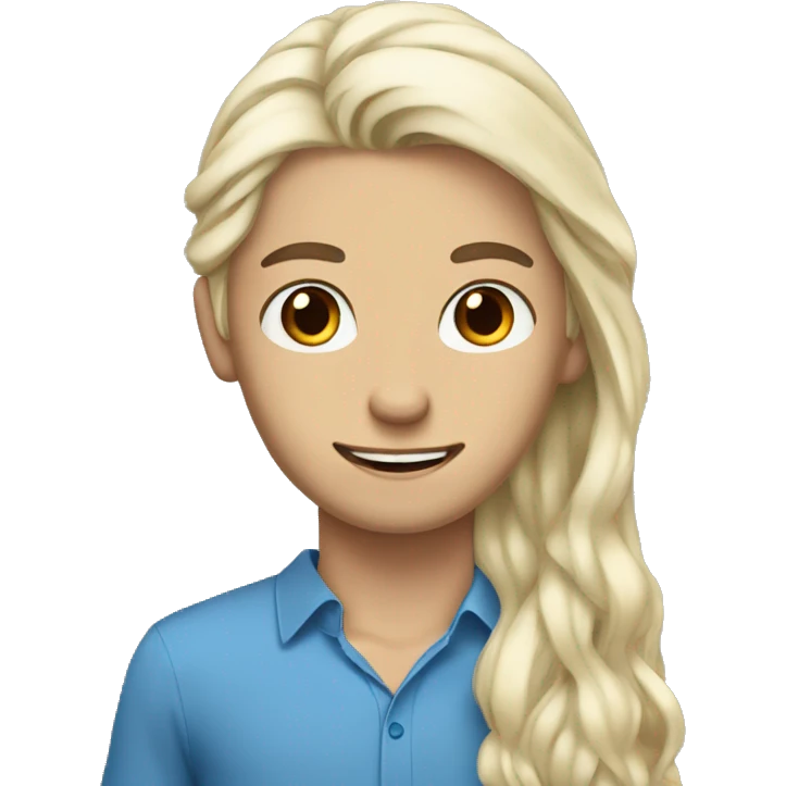 Blue eyed blonde man with a brown eyed girl with silver hair  emoji