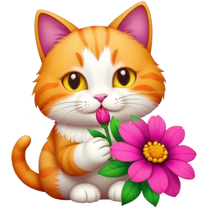 cat eating flower emoji