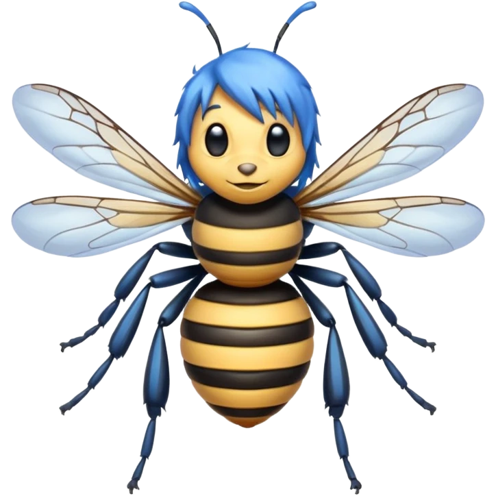 bee with blue hair emoji
