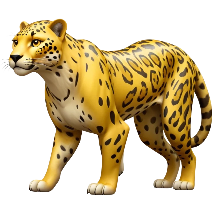 cinematic-jaguar-realistic-full-body-standing-emoji,-muscular-and-stealthy-frame-ready-to-pounce,-long-tail-curving-slightly,-head-tilted-dramatically,-sleek-yellow-fur-with-dark-rosettes,-piercing-yellow-eyes,-simplified-yet-realistic emoji