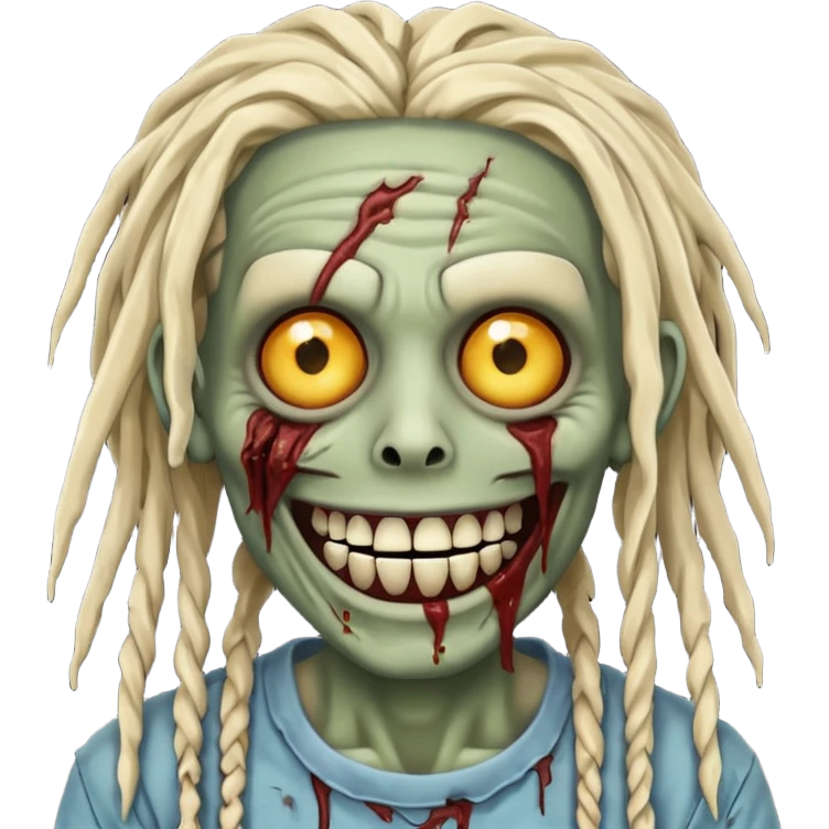 zombie with dreads with braces smiling  emoji