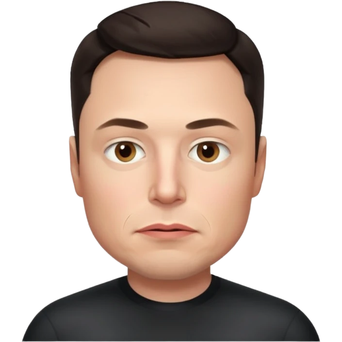 realistic make me elon musk serious face dark hair no shoulders just head  emoji
