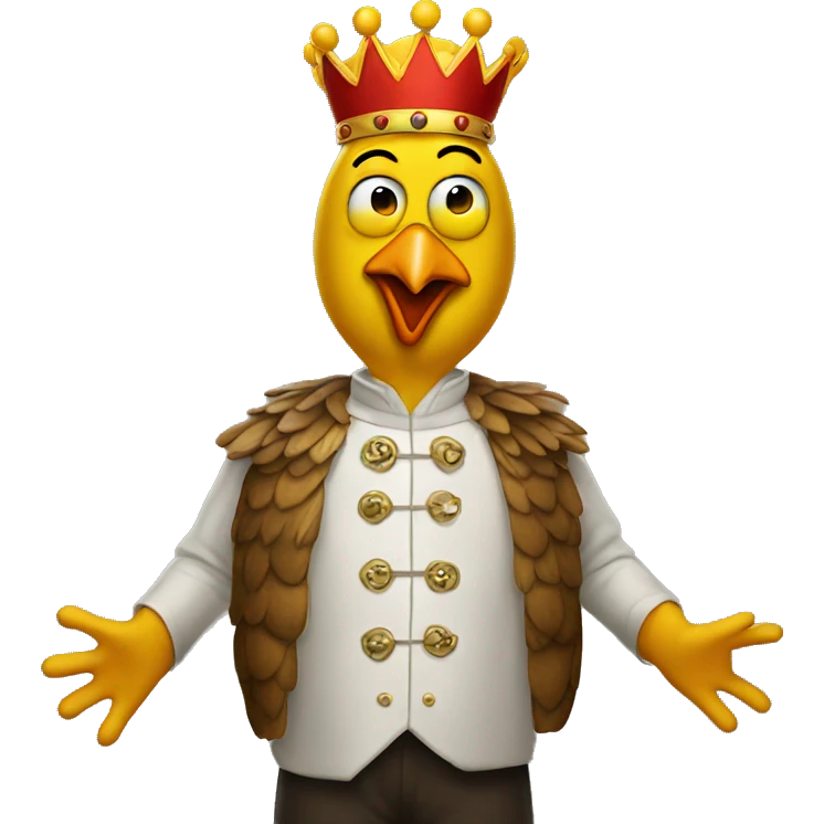 man dressed as a chicken king emoji