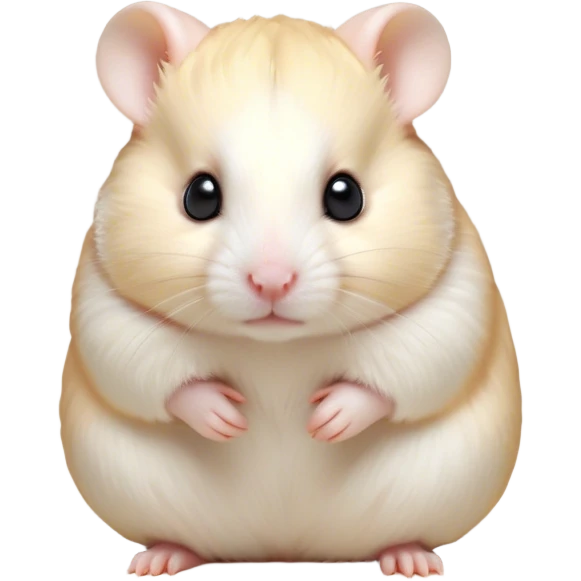Cinematic Noble Cream Hamster Portrait Emoji, Poised and regal, with a tiny, compact build and a smooth, pristine cream fur, deep-set soulful dark eyes, Simplified yet sharp and sophisticated features, highly detailed, glowing with a soft, dignified glow, high shine, intelligent and energetic, stylized with an air of miniature elegance, focused and attentive, soft glowing outline, capturing the essence of a watchful and confident rodent, so majestic it feels as though it could scurry out of the screen with effortless authority! emoji