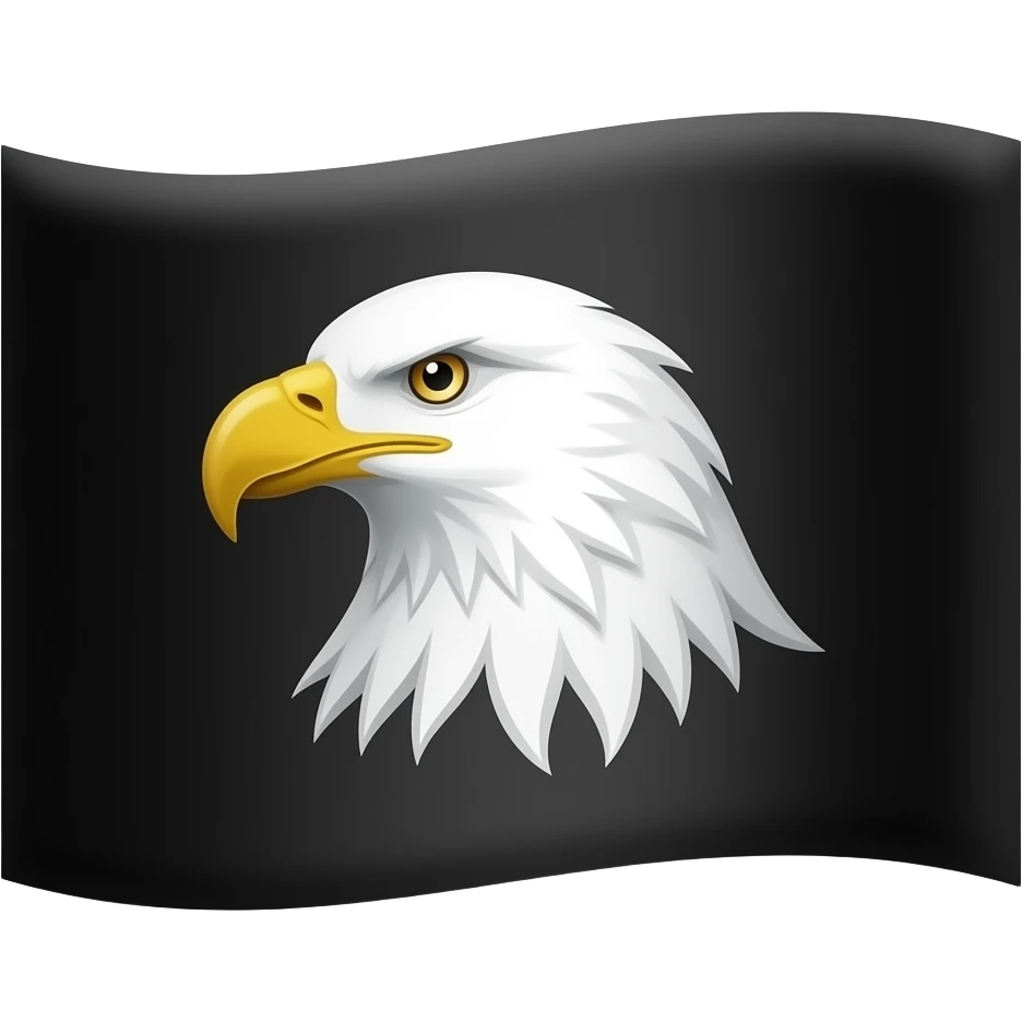 Bandera negra con un águila blanca completa emoji