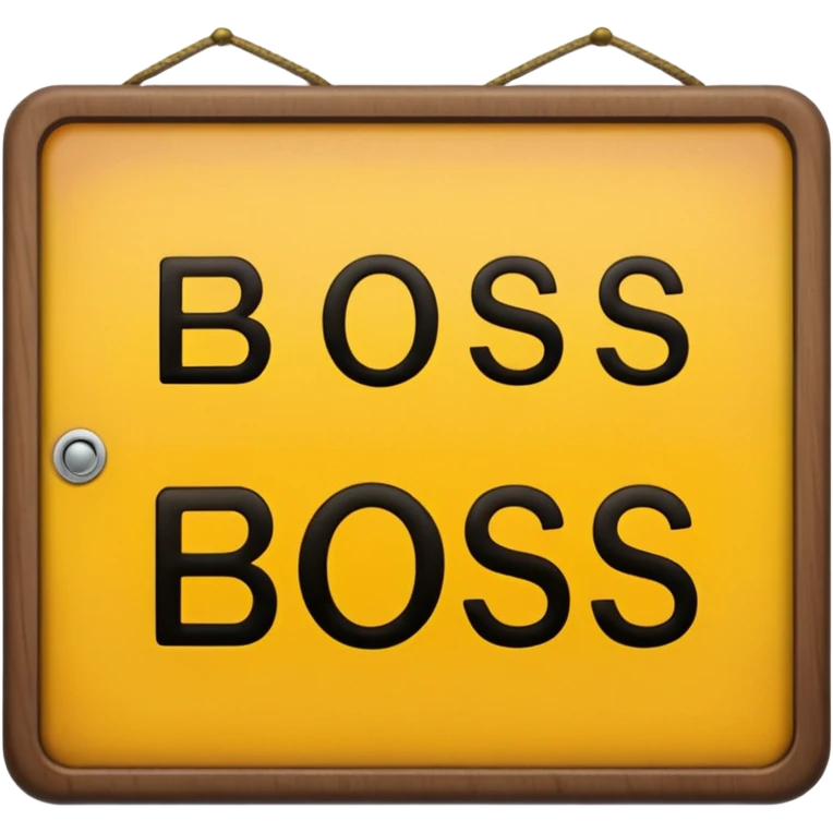 Office door sign that has the letters “boss” emoji