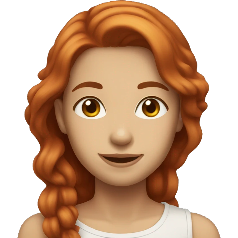 Red hair shoulder length girl brown eyes smile emoji