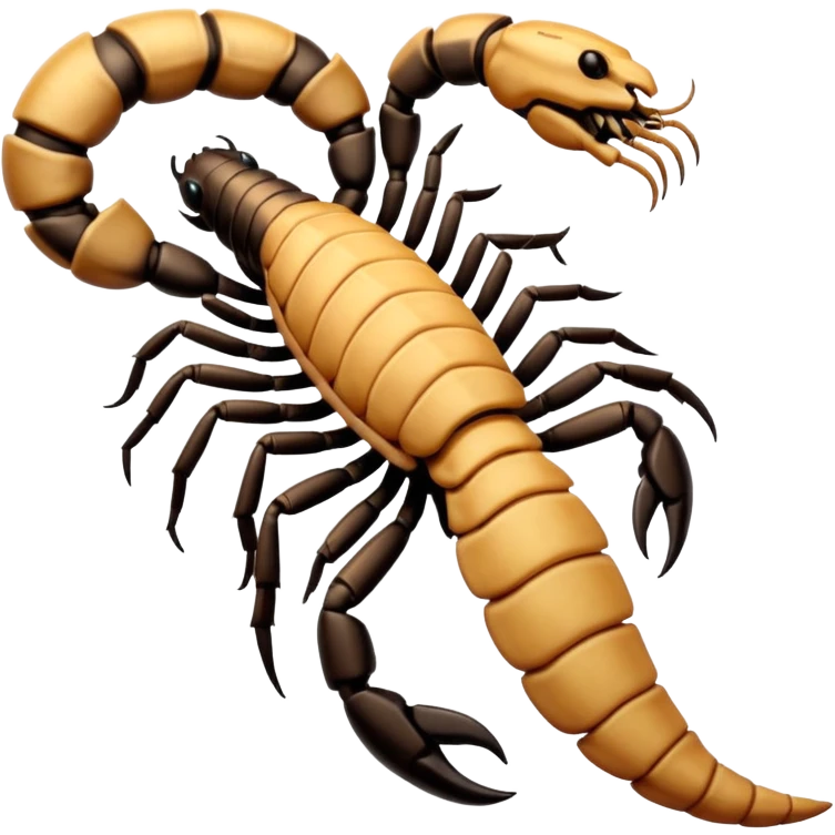A 3D cartoon scorpion tattoo on a forearm, black ink, detailed stinger and claws, soft lighting, Memoji-style realism. emoji