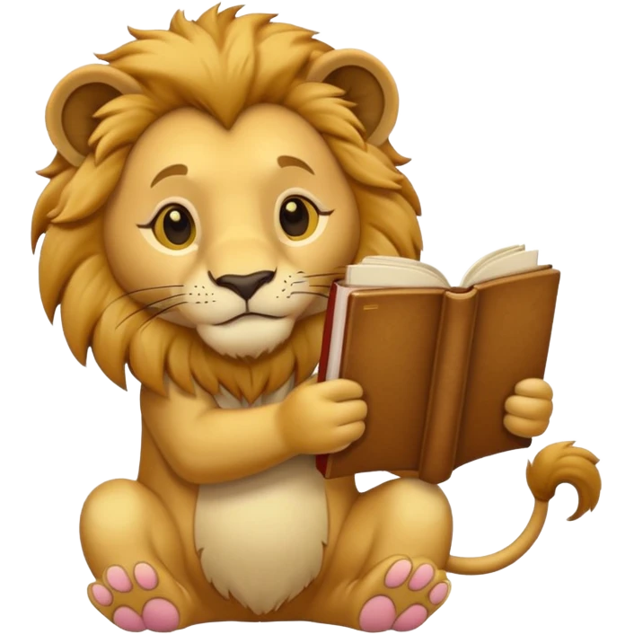 lion reading a book emoji