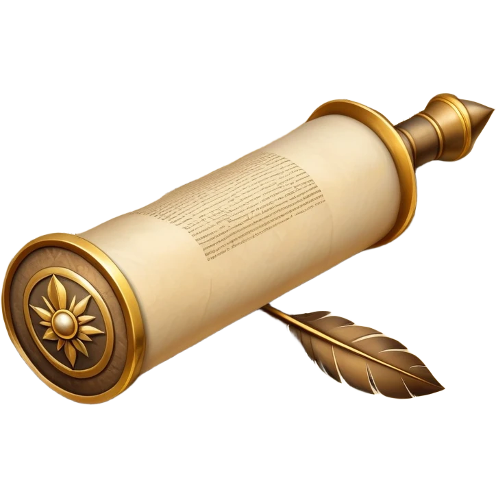 An icon featuring an ancient scroll, a quill, and a historical artifact like a shield or coin. The design includes a backdrop of old maps and timelines, symbolizing the study of past events and civilizations. Transparent background highlights the exploration of history. emoji
