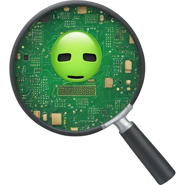 an emoji representing a magnifying glass with a circuit board inside.  emoji