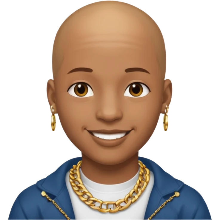 Young African rapper, bald with chain, without piercings emoji