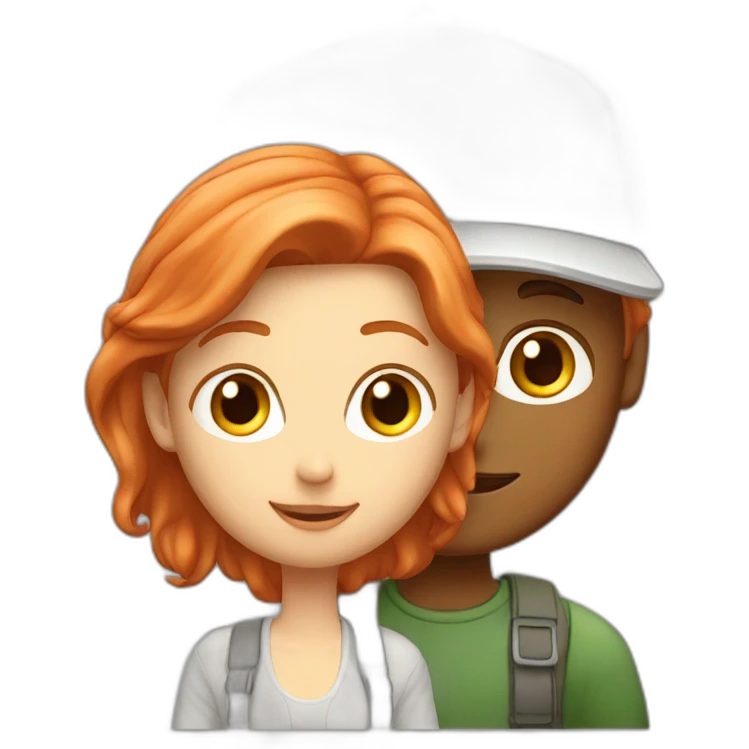 couple boy blond with cap and woman redhair emoji