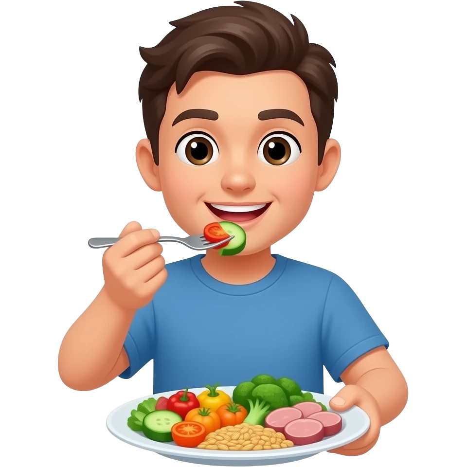 Una persona comiendo sano imagen en formato 1×1 emoji
