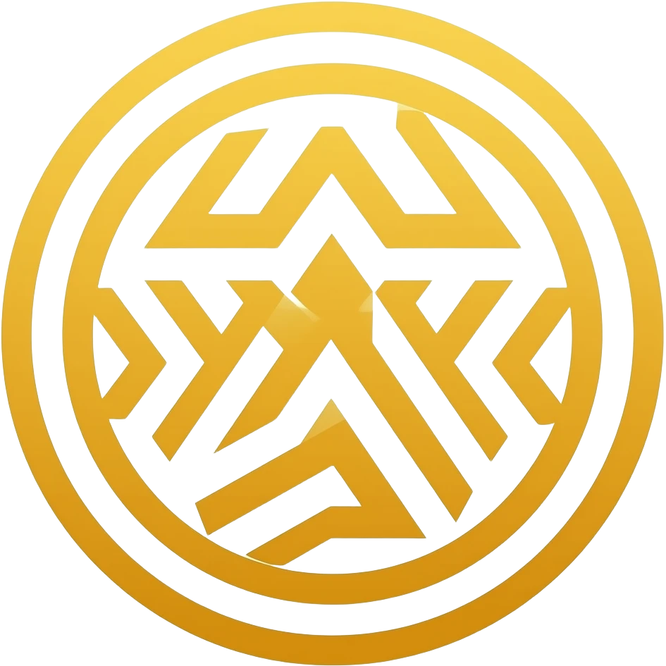 indigenious drawing of some lines in a circle logo. THick lines and in light yellow emoji