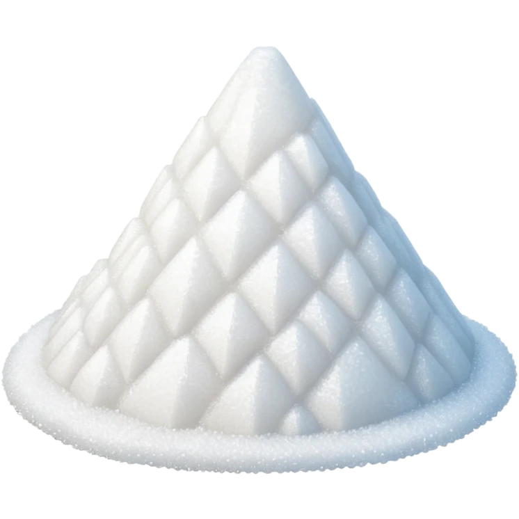 granulated sugar mound, fine white crystals, dry and sparkly, pure white to translucent, soft shadows, 3D clean style, optimized for emoji size, transparent background emoji