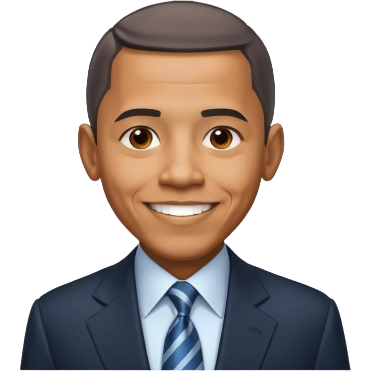 Create Barack Obama in a suit with warm smile & confident pose. emoji