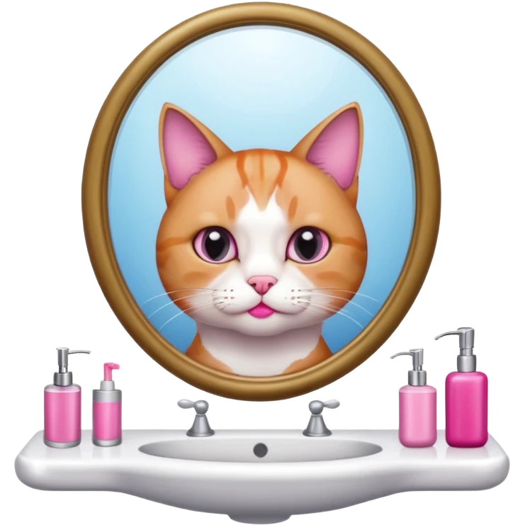 Lips cat mirror sink emoji