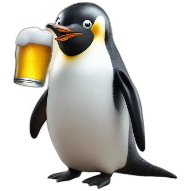 Penguin drkinking a beer on the moon emoji
