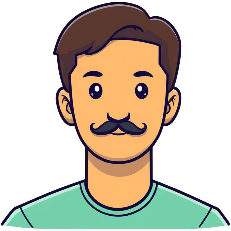close-up of man face only with mustache, medium eyes, medium light skin tone, dark hair, no neck visible, just the face emoji