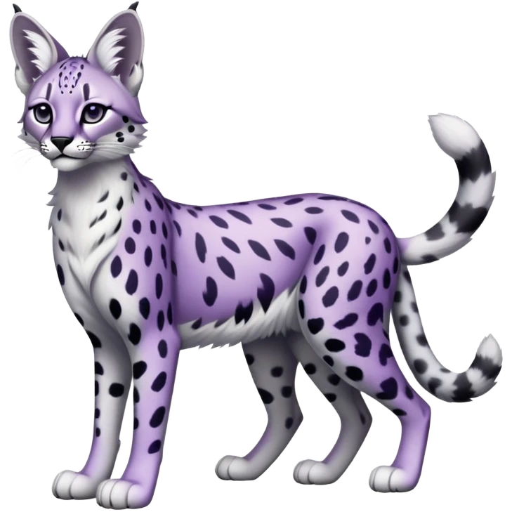 Epic Edgy Black White Purple ethereal Serval-Snow-Leopard-Bobcat-Fionbri full body emoji