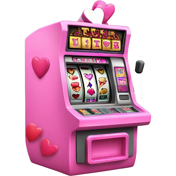 Pink gambling machine with hearts  emoji