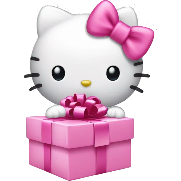 Hello kitty with pink gift emoji