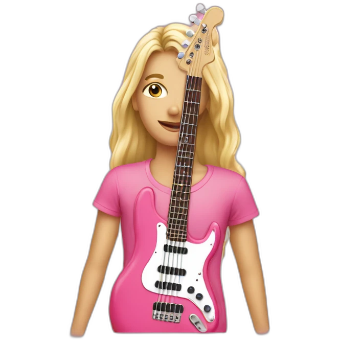 long-blond-bassguitar-player-pink-Tshirt-pink emoji