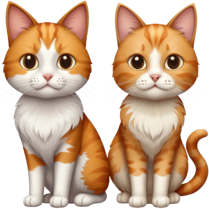 3 cats different colours including brown tabby and white, light patchy calico, and ginger and white emoji