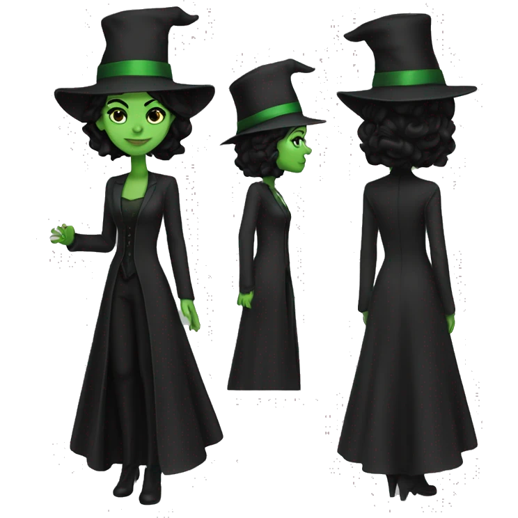 Elphaba wicked (green) with black hair 1 side plat  emoji