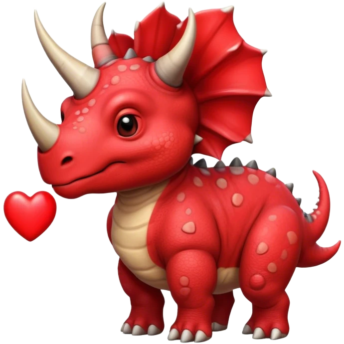 old triceratops holding a big heart emoji