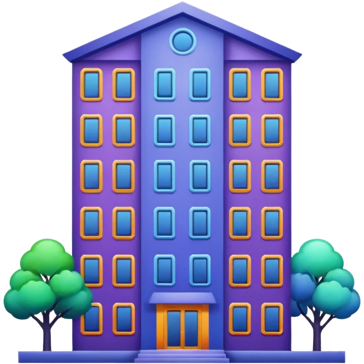 I want a 7 storey building with 7 chakras colour. Starting with violet, indigo, blue, green, yellow, orange , red emoji