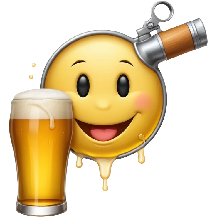 Smiley face shotgunning a beer.  emoji