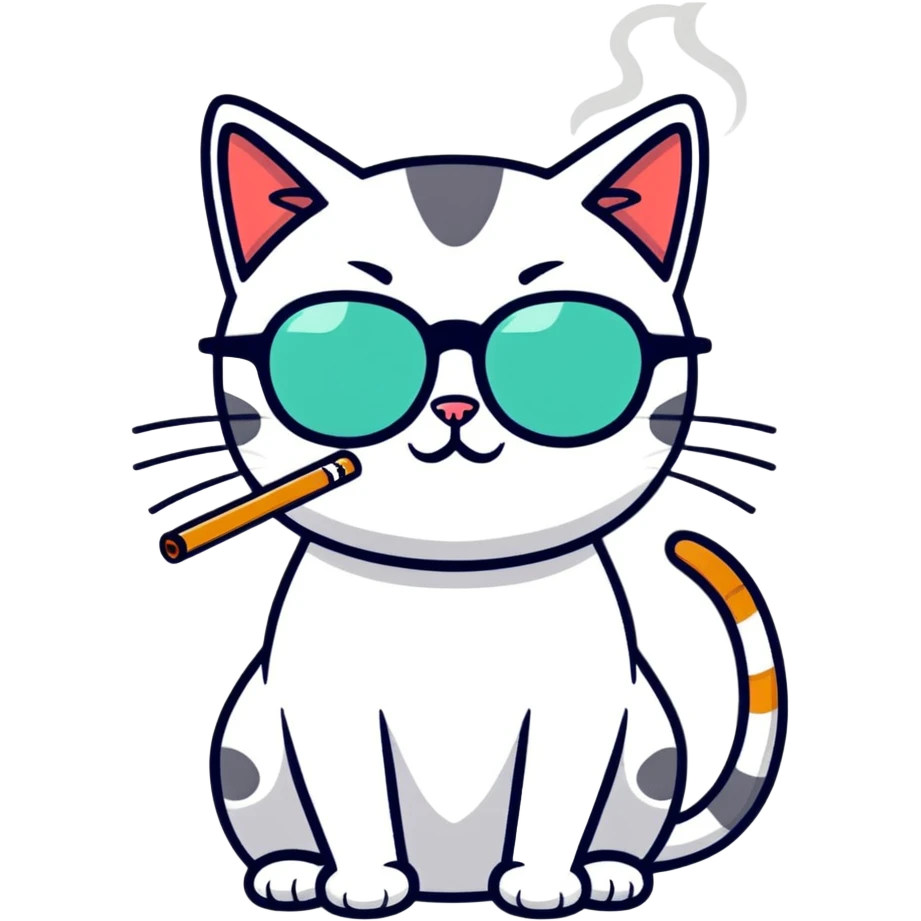 cat with glasses and a cigarette emoji