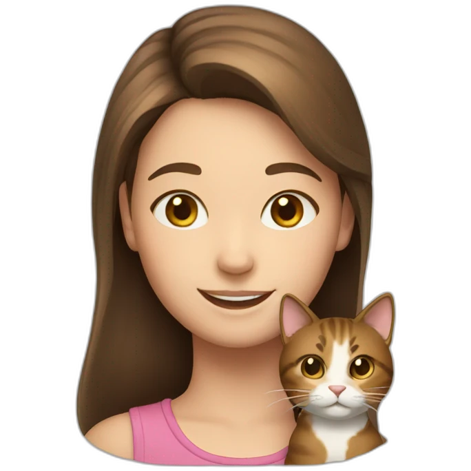 smiling girl with brown hair cat emoji