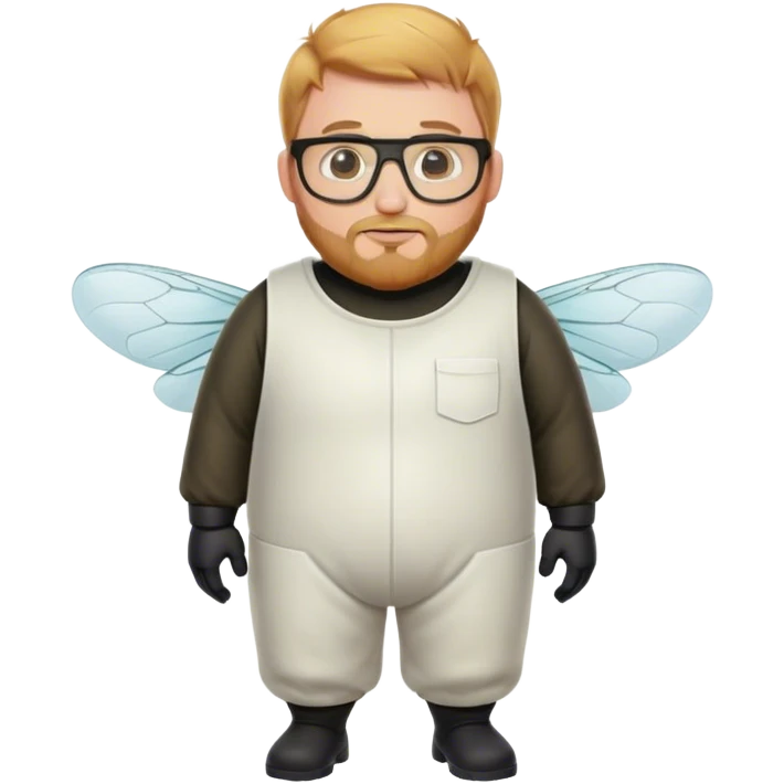 full body medium plus size male bee keeper with  short light strawberry blonde hair and goatee wearing glasses  emoji