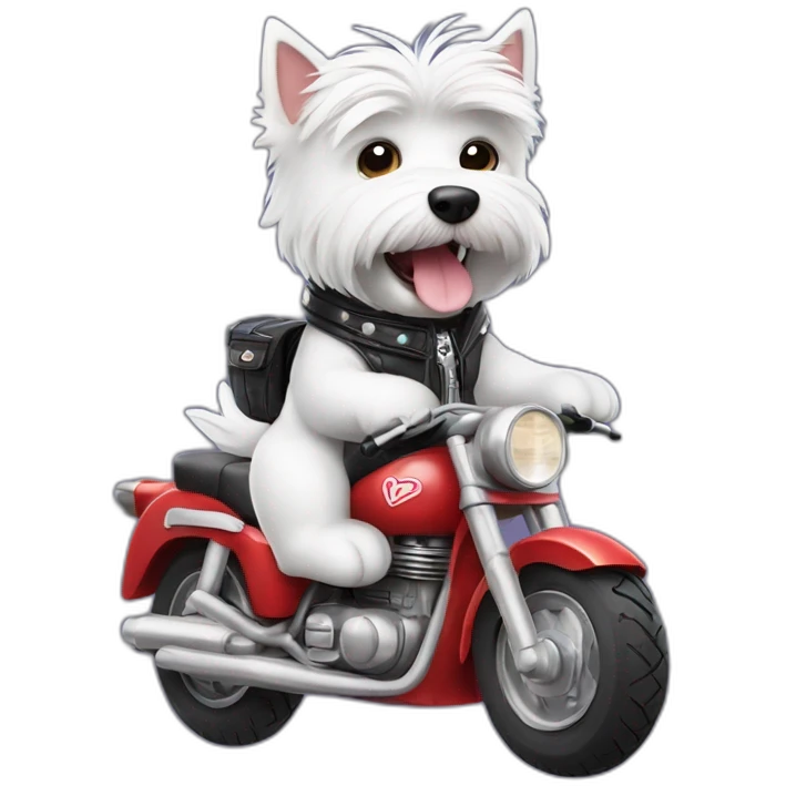 The cutest Westie dog riding a motorcycle  emoji