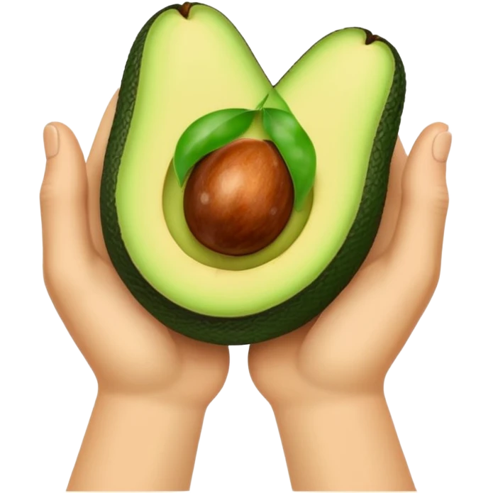 hands holding a small avocado emoji