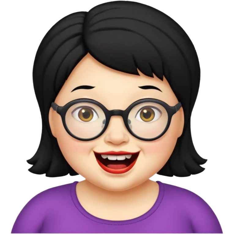 short fat lady with glasses ,crooked teeth and crazy black hair emoji