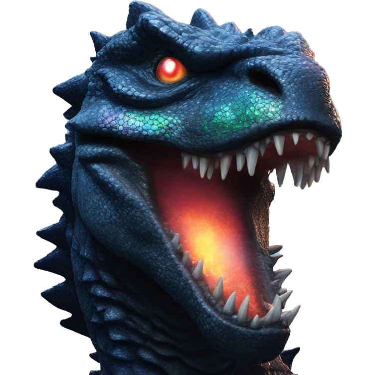Dark iridescent godzilla glowing emoji