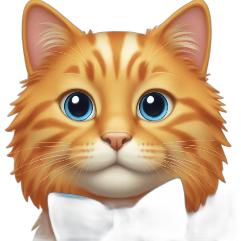 Orange cat with a blue bow emoji
