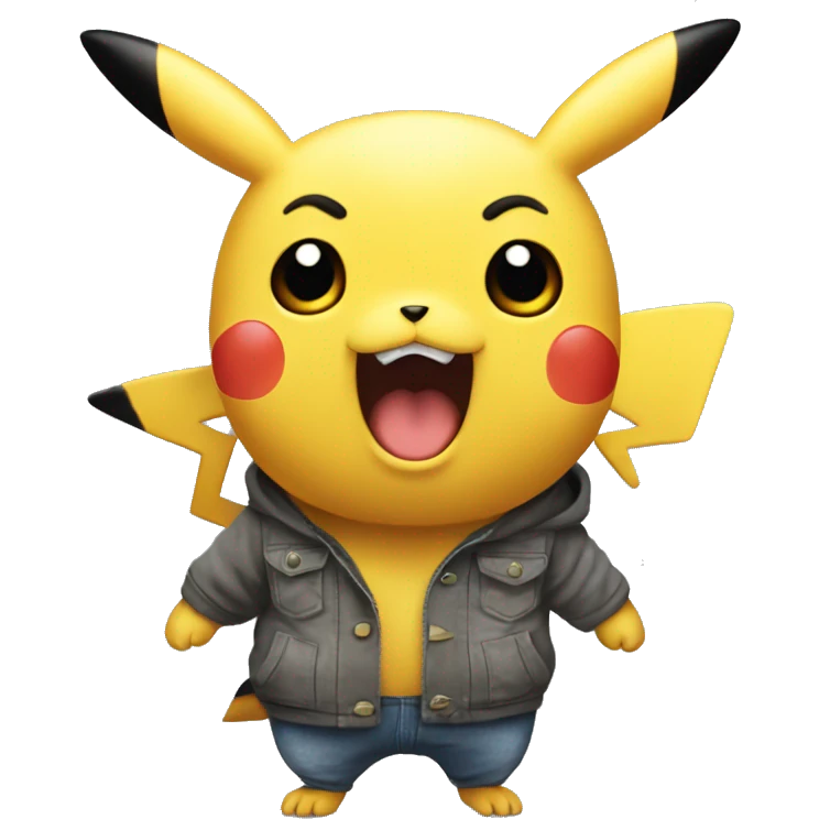 a singular surprised pikachu, in the style of a cartoon targeted towards grown men, realistic emoji