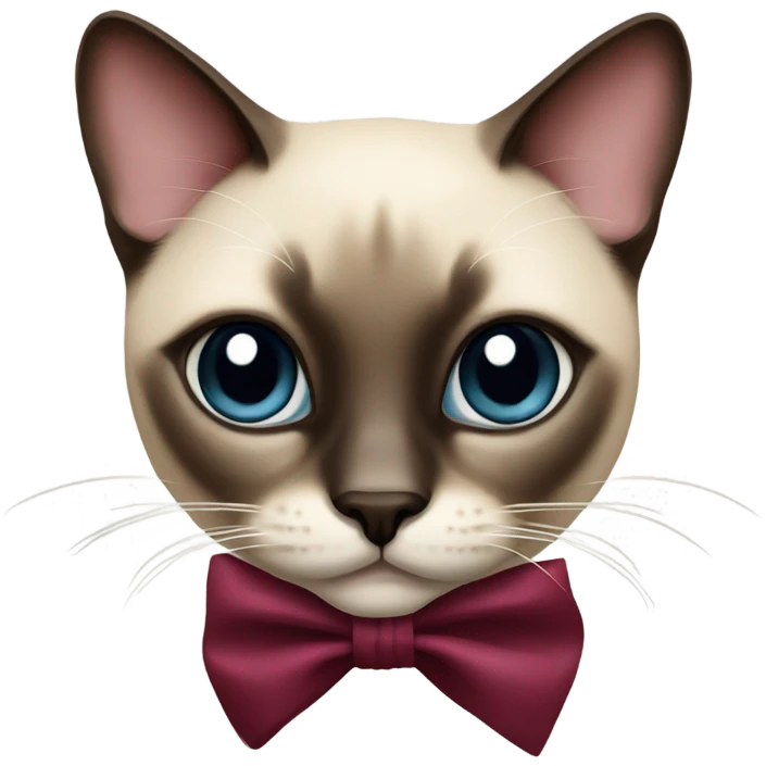 Siamese cat with Burgundy bow emoji