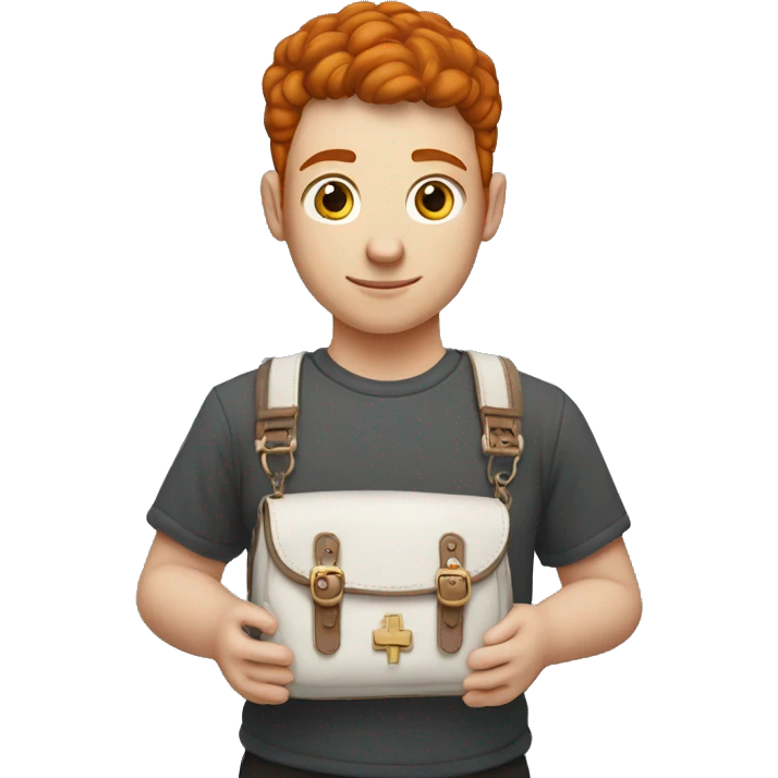 small cross chest purse worn by red head student emoji