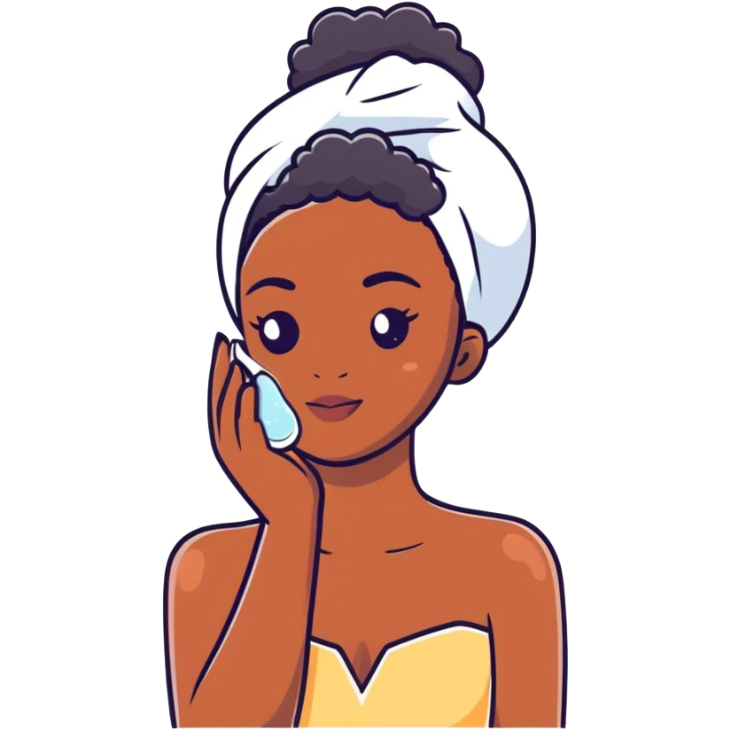 Black girl with moisturizer skincare routine emoji